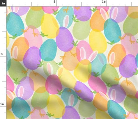 Colorful Chick And Bunny Easter Eggs Fabric Spoonflower