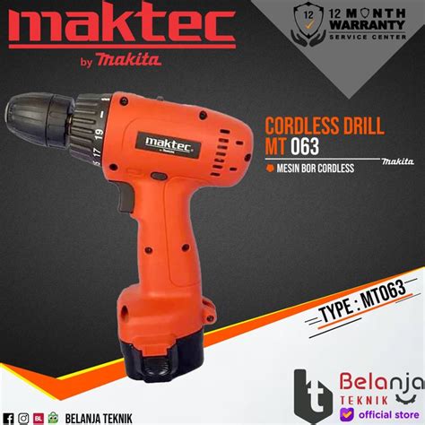 Jual Maktec Mesin Bor Tangan Baterai MT 063 10 MM Bor Cordless MT063 12