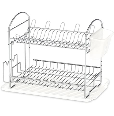 Simple Houseware Plate Drying Rack With Drainboard Chrome