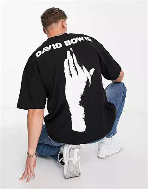 Topman Extreme Oversized T Shirt With Front And Back Bowie Hand Print