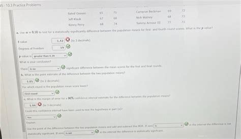 Solved Scores In The First And Fourth Final Rounds For A Chegg