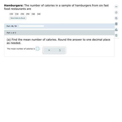 Solved Hamburgers The Number Of Calories In A Sample Of Chegg