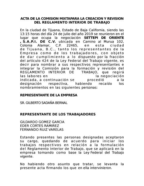 ACTA DE LA Comision Mixtapara LA Creacion Y Revision DEL RIT ACTA DE