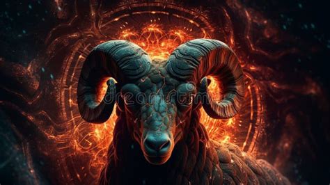 Aries Ram Digital Art Background Wallpaper Ai Generated Stock Illustration - Illustration of ...