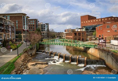 Greenville Carolina Reedy River Bridge Del Sur Imagen De Archivo