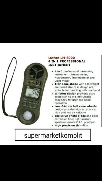 Jual Lutron LM 8000 4 In 1 Anemometer Humidity Meter Light Meter