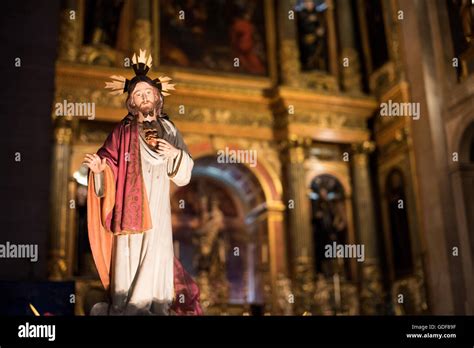 LISBON Portugal A Baroque Statue Of Christ Adorns The Interior Of