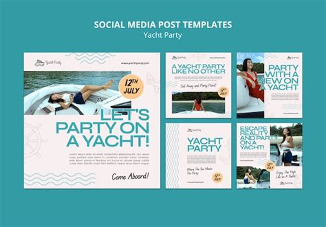 Free PSD Instagram Posts Collection Luxurious Yacht Party Celebration