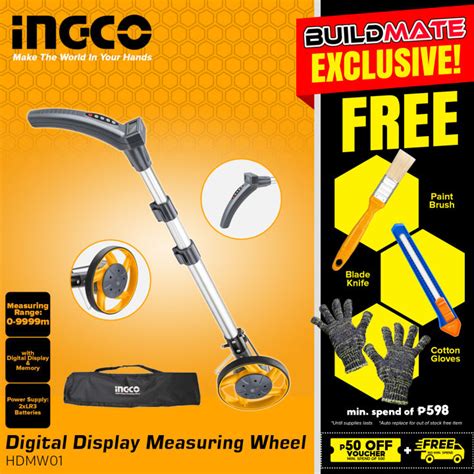 Buildmate Ingco Digital Display Measuring Wheel Meter Roller Meter