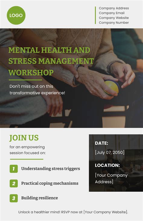 Free Mental Health And Stress Management Workshop Poster Template