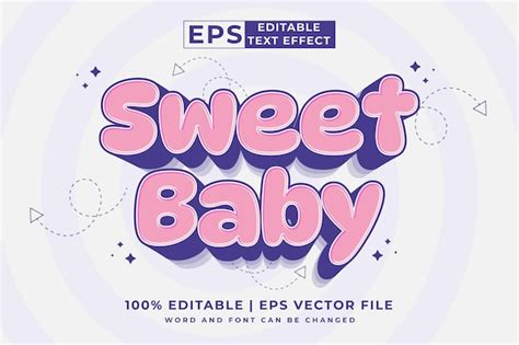 Premium Vector Editable Text Effect Sweet Baby 3d Cartoon Cute