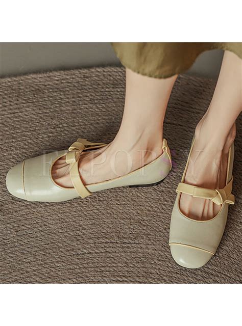 Shoes Shoes Fashion Contrasting PU Round Toe Flat Shoes For Women