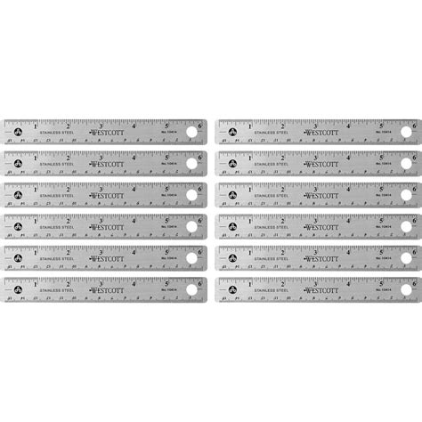 Westcott Stainless Steel Rulers 6 Length 0 8 Width 1 16 1 32