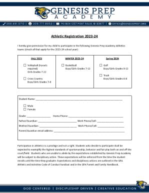 Fillable Online Athletic Registration Forms 2023 24 Fax Email Print