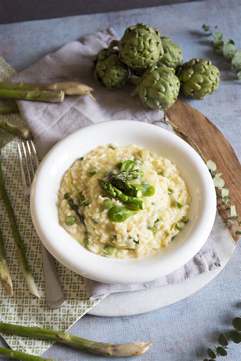 Risotto de espárragos y alcachofas La Cuchara Azul Para nosotras el