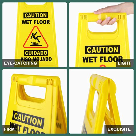 Snapklik Pack Caution Wet Floor Sign Bilingual Warning Signs