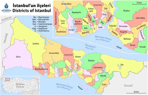 Istanbul neighborhood map - Istanbul neighborhoods map (Turkey)