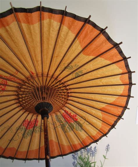 Japanese Sun Umbrella Rice Paper Parasol W Floral Etsy Paper