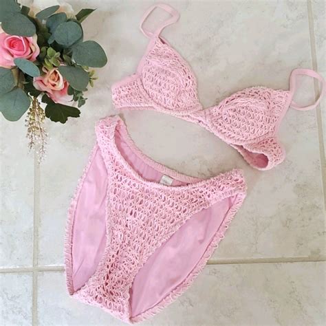 Victoria S Secret Pink Crochet Bikini Gem