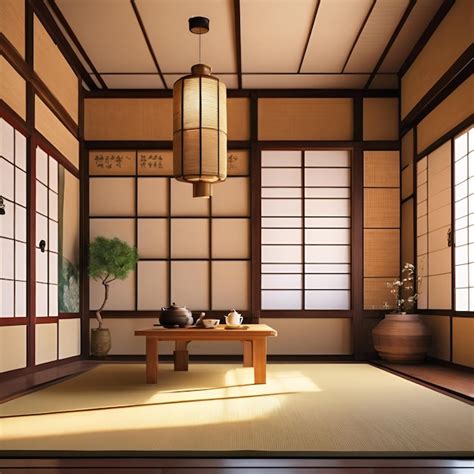 Premium Photo Traditional Japanese Tea Room With Tatami Mats And