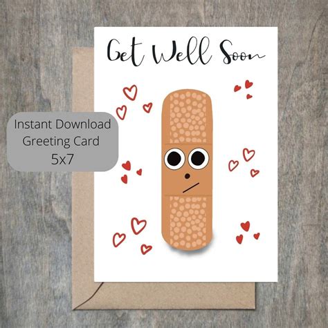 greeting card   bandaid printable greeting card