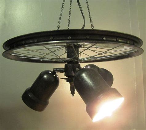 Hanging Ceiling Light Made From Repurposed Bike Tire Rim Etsy