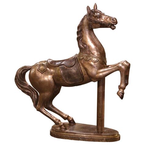 Late 19th Century French Carved Wooden and Silvered Carousel Horse on Stand - Country French ...