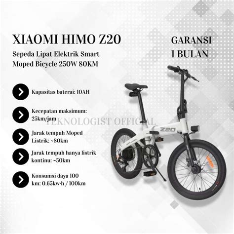 Jual HIMO Z20 Sepeda Lipat Elektrik Smart Moped Bicycle 250W 80KM