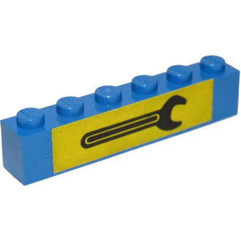 LEGO Brick 1 X 6 With Spanner On Yellow Background Sticker 3009