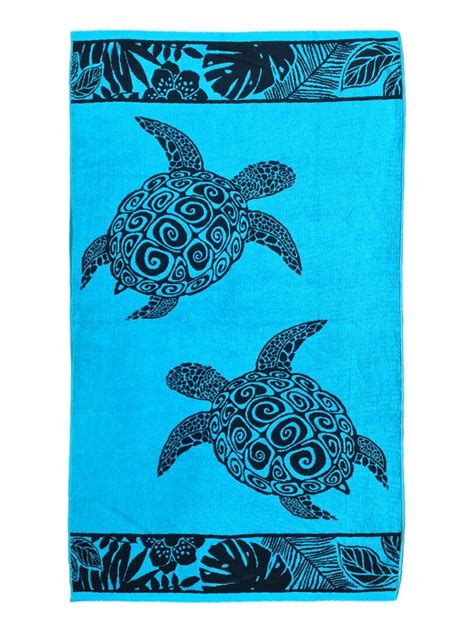 Serviette de plage éponge velours Jacquard Lagao 90x170 400g m² Bleu