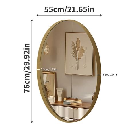 Gold Oval Bathroom Mirror Wall Decorative For Entryway Hall Living Room