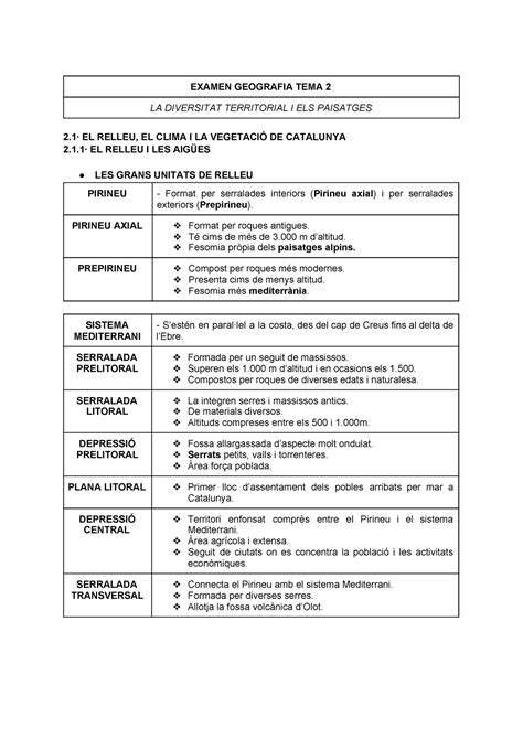 Geografia Tema Diversitat Territorial I Els Paisatges El