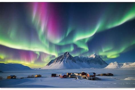 Premium Photo | Northern Lights Spitsbergen winter landscape