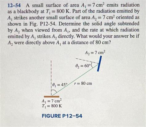 Solved 12 54 A Small Surface Of Area A1 7 Cm2 Emits Chegg