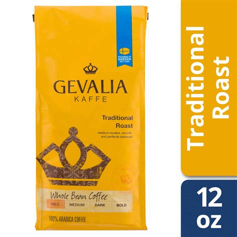 Gevalia Mild Traditional Roast Whole Bean Coffee Caffeinated 12 Oz Bag