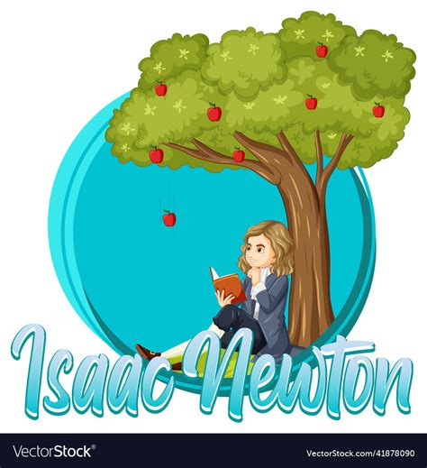 Isaac Newton Sitting Under Apple Tree Royalty Free Vector