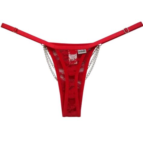 Calcinha Fio Dental Correntes At O Fim Contigo Vermelha Lingerie