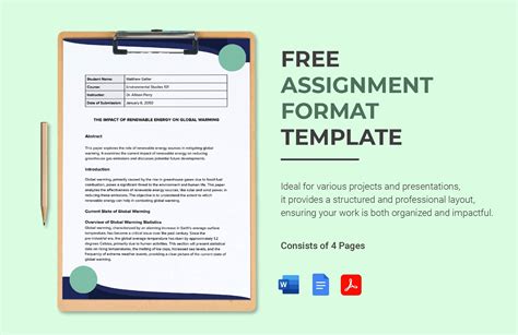 Free Assignment Format Template - Download in Word, Google Docs, PDF ...