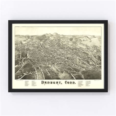 Vintage Map of Danbury, Connecticut 1884 by Ted's Vintage Art