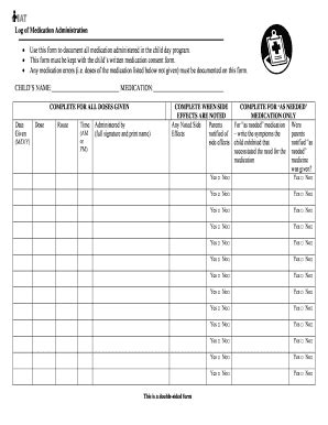 Fillable Online Dss Virginia Log Of Medication Administration Use This