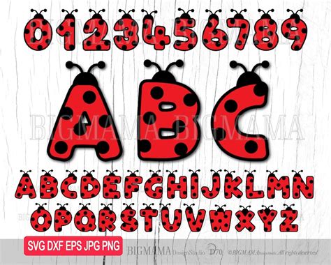 Ladybug Alphabet Svgdxflettersfontnumbersbirthdaycut Etsy