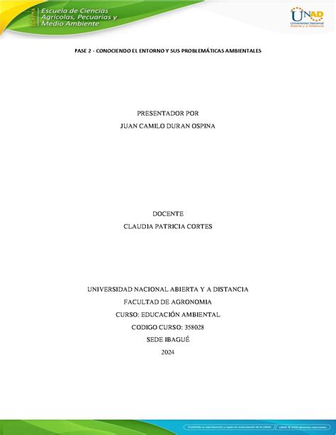 FASE 2 Conociendo EL Entorno Y SUS Problemáticas Ambientales FASE 2