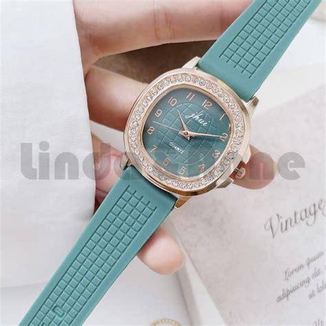 Jual Jam Tangan Wanita Jhui Retro Casual Analog Aksen Berlian Imitasi