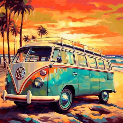 Premium Ai Image A Colorful Vw Bus With The Vw Logo On It