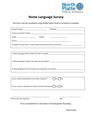 Fillable Online Nppsd Home Language Survey Bnppsdorgb Fax Email Print