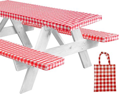 Amazon RNOONY Vinyl Fitted Picnic Table Cover With Bench Covers