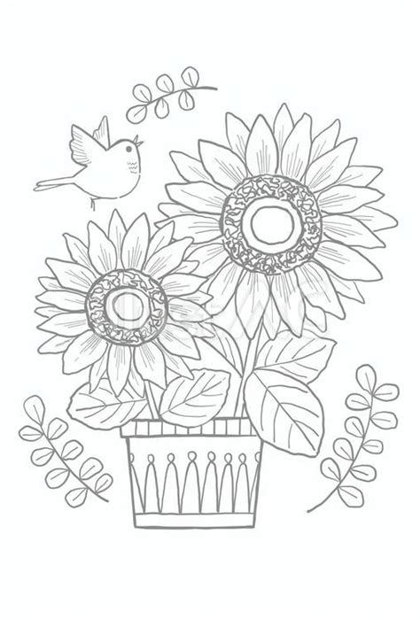塗り絵【ひまわり】はがきサイズイラスト - No: 25486873｜無料イラスト・フリー素材なら「イラストAC」