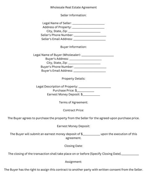 Wholesale Real Estate Agreement-template, Instant Download - Etsy
