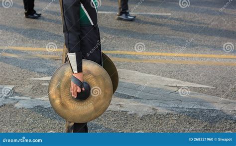 A Young Boy Holding Cymbal In Marching Band Stock Photo Image Of