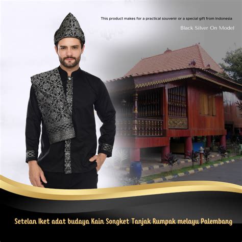 Jual Setelan Iket Adat Budaya Kain Songket Tanjak Rumpak Melayu